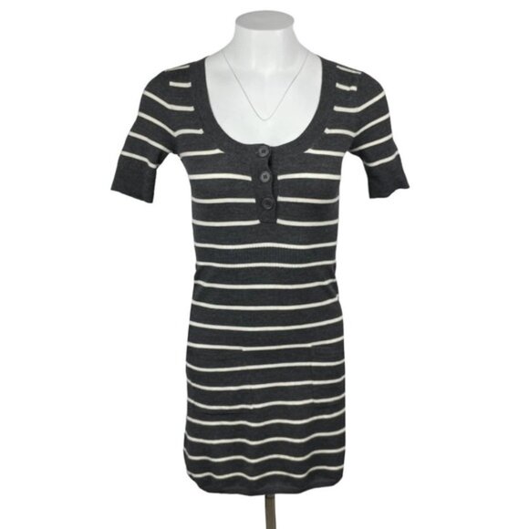 THEORY Ernesta New Steady Wool Dress Sz Small Gray White - Picture 1 of 5